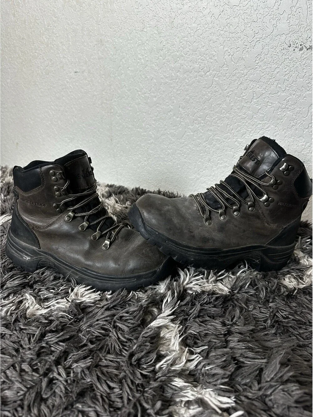 Everest Waterproof Leather Hiking Boots Mens Size 10.5 Brown High Top Outdoor